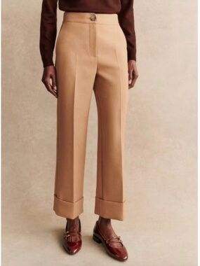 Sezane Trousers - Cuffed /Size 38 Camel Color